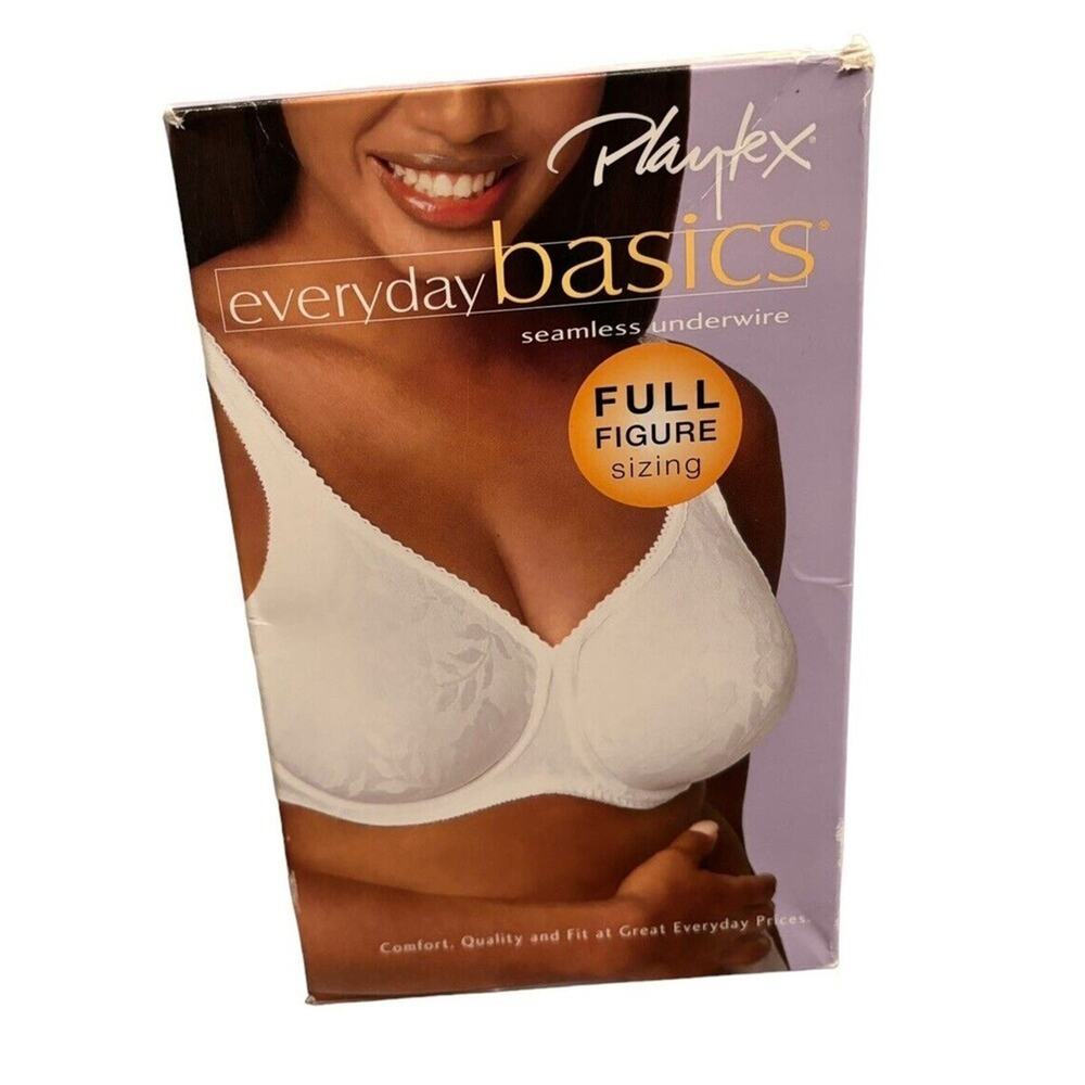 New Vintage Playtex Everyday Basics Seamless Underwire Bra White Floral 36D 5215